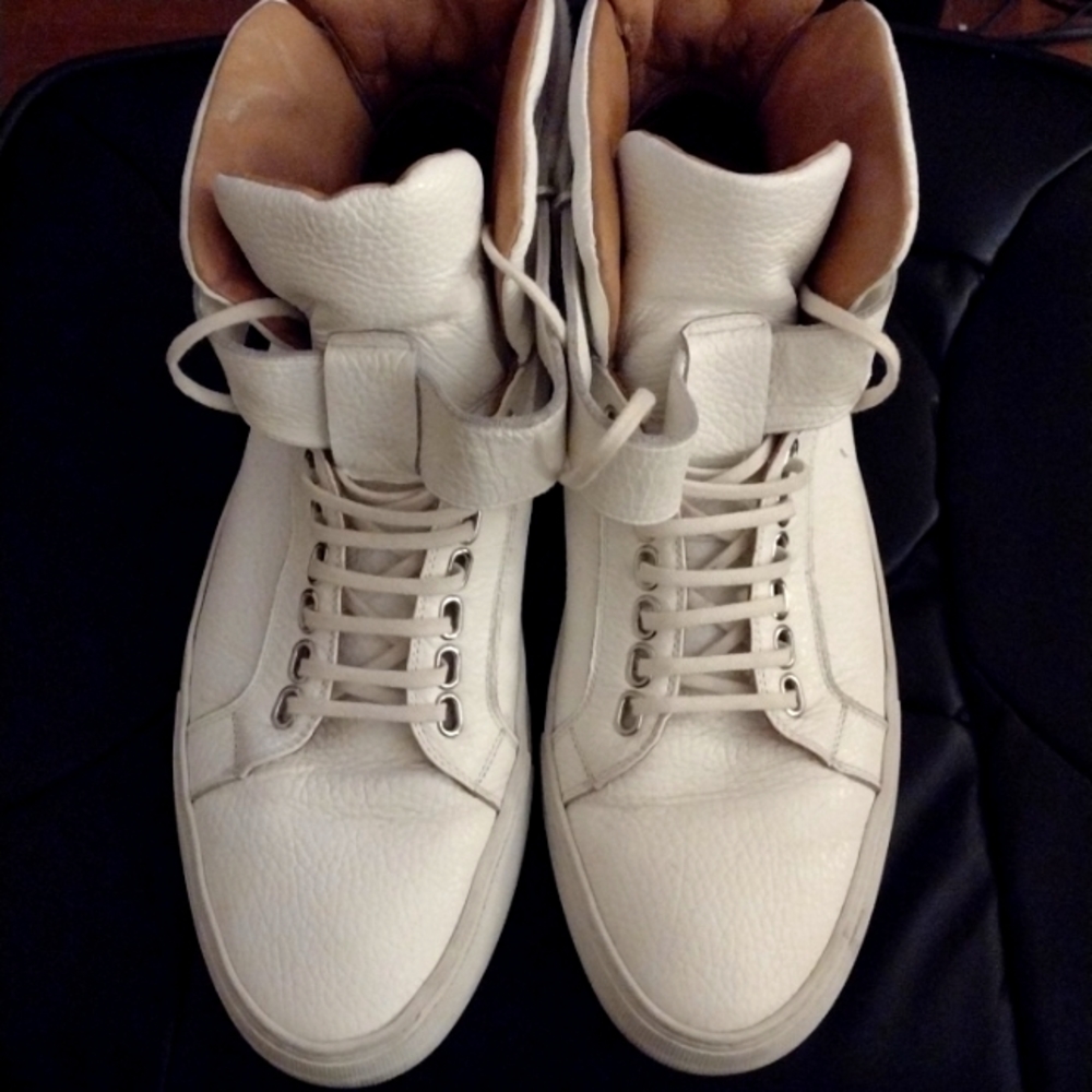 Unisex Italian white leather high-tops